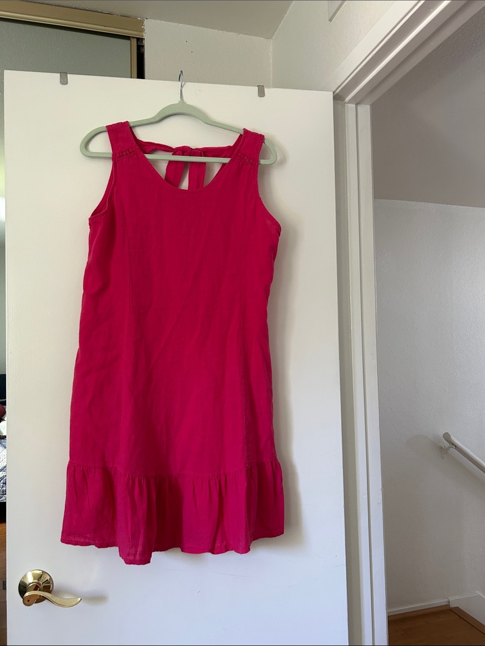 Woman's linen Bright Pink Sleeveless Summer Dress